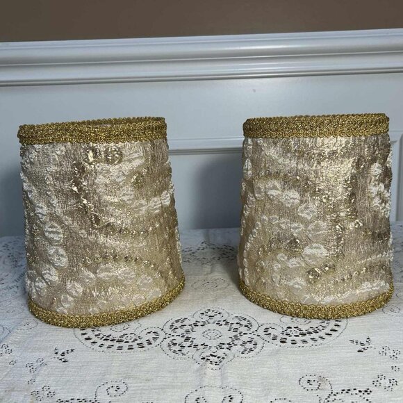Vintage gold Baroque style lampshades - Picture 2 of 10